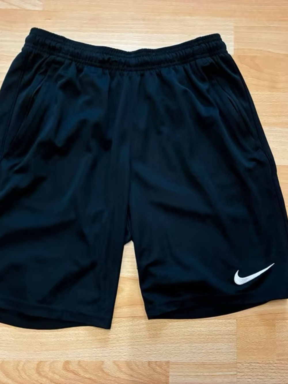 Nike Black Athletic Training Shorts with White Swoosh